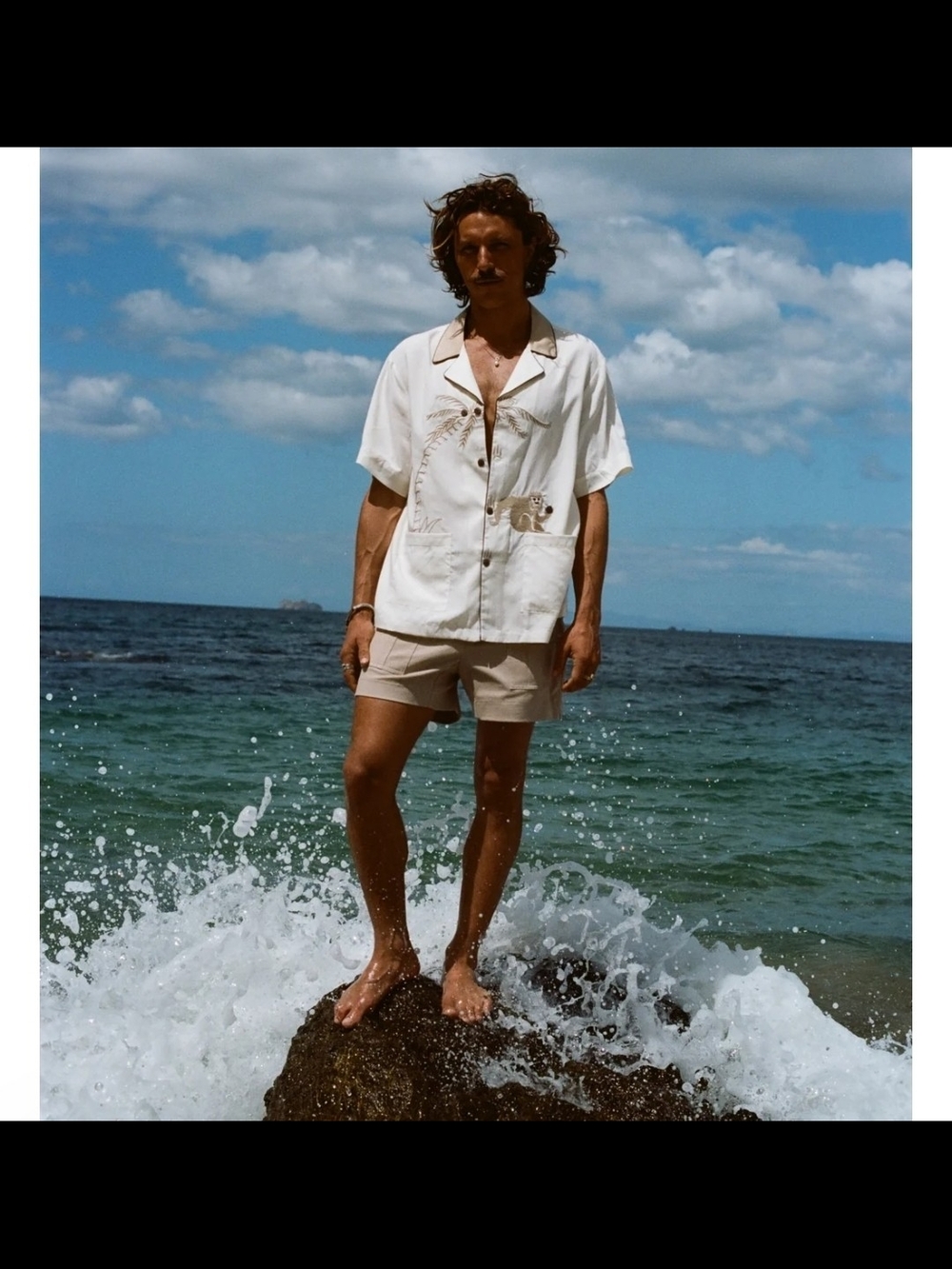 Tombolo Monkey Business Cabana Shirt In Vanilla Size XXL
